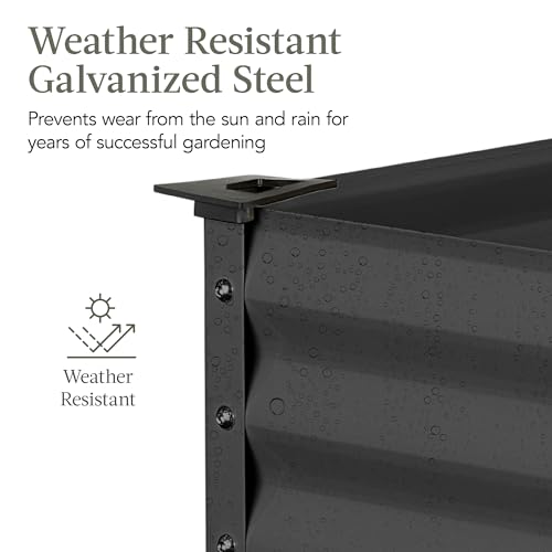 Best Choice Products 48x24x30in Galvanized Raised Garden Bed, Metal Elevated Planter Box, Dark Green S888804