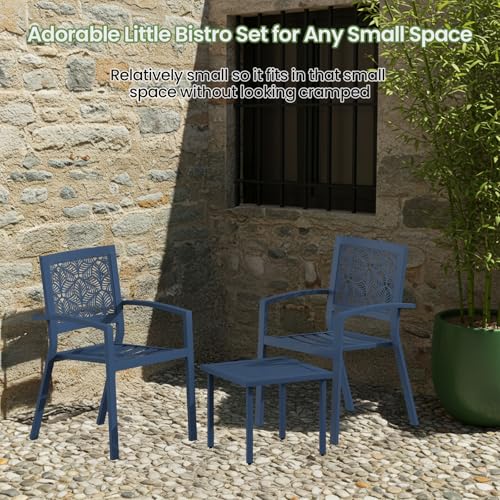 Peacock Blue Outdoor Bistro Set for 2 with Coffee Table R445