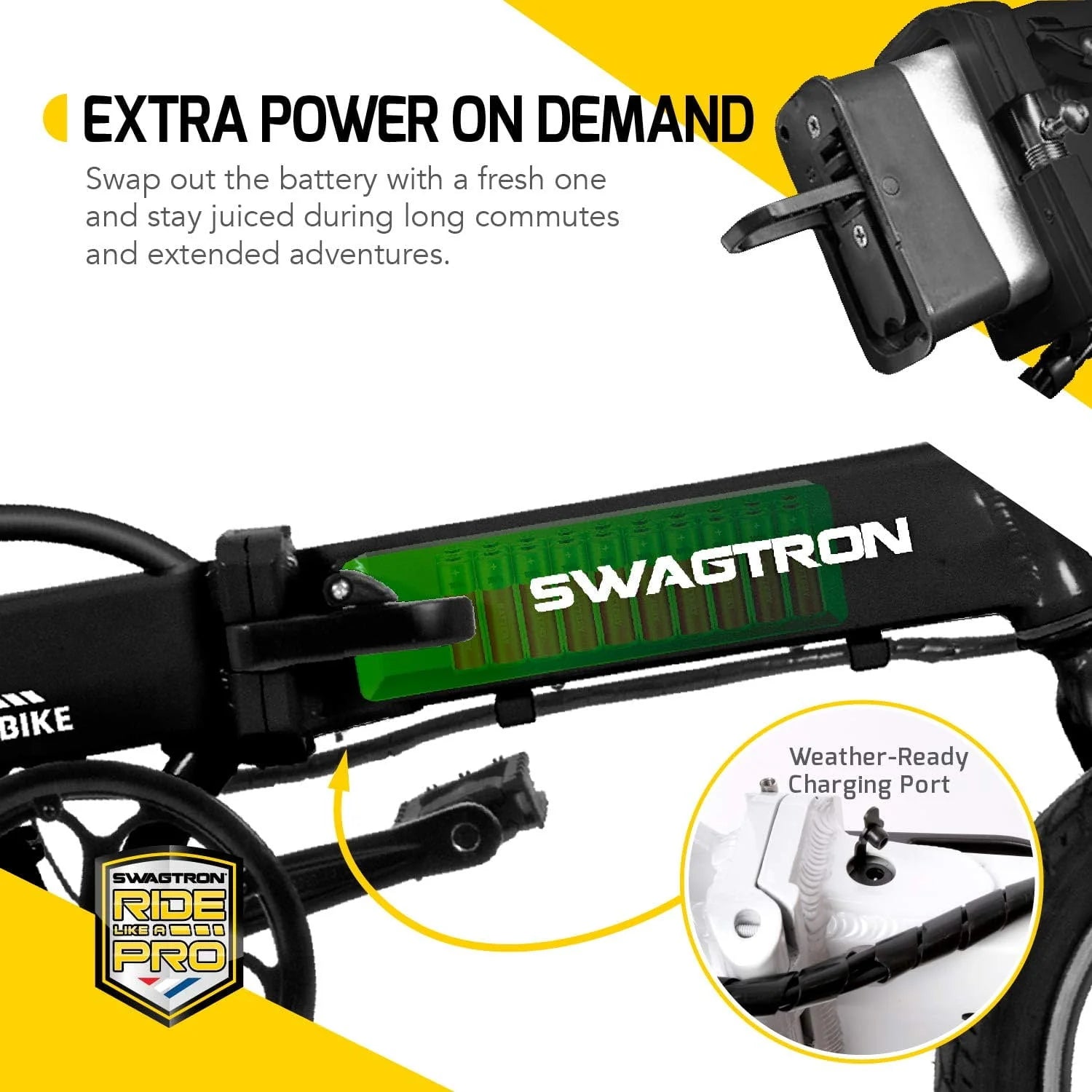 Swagtron Swagcycle EB5 Pro Plus Folding Electric Bike with Pedals T62291