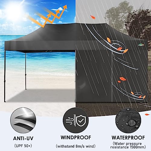COBIZI 10x20 Heavy Duty Pop Up Canopy Tent with 6 Sidewalls, White A84790