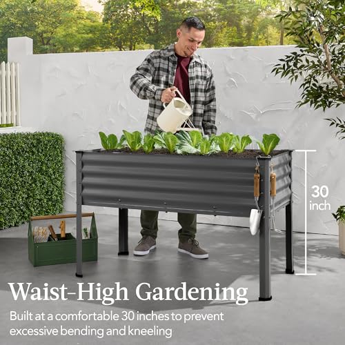Best Choice Products 48x24x30in Galvanized Raised Garden Bed, Metal Elevated Planter Box, Dark Green S888804