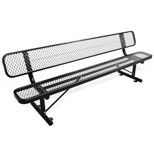Heavy Duty Outdoor Metal Park Bench with Backrest for Garden Patio Yard K713