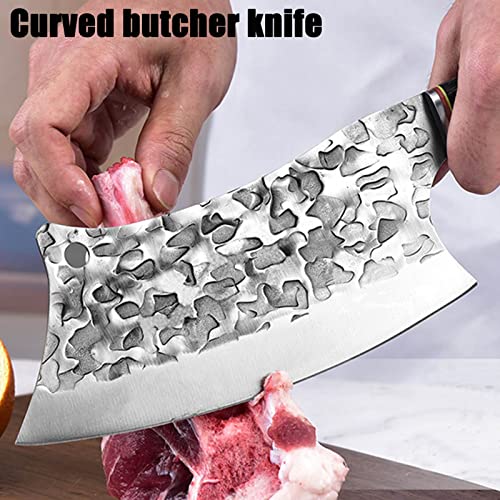BLADESMITH Meat Cleaver Bone Chopper Knife, 6.3'' Stainless Steel Blade with Pear Wood Handle Q434