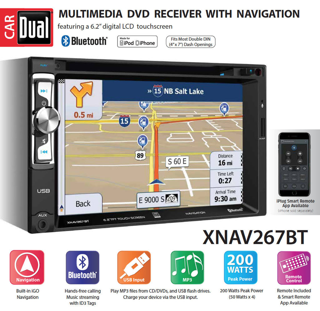 Dual Electronics XNAV267BT 6.2 inch Multimedia Touch M188