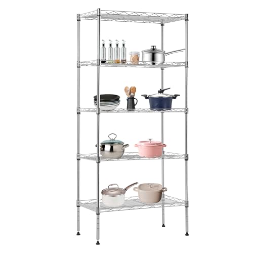 4 Tier NSF Wire Shelving Unit Heavy Duty Steel Storage Rack, Black X19089