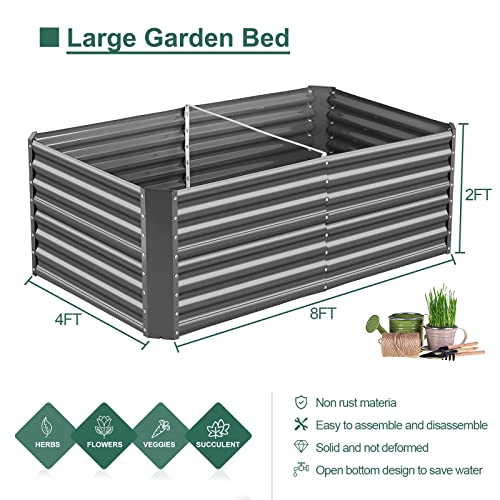 Land Guard 8×4×2 ft Galvanized Raised Garden Bed Kit for Vegetables D685