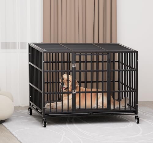 54 Inch Heavy Duty Dog Crate with Wheels for Large Dogs D47062