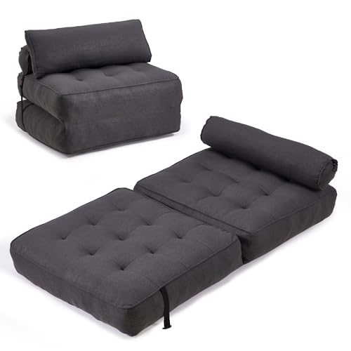GYUTEI Folding Sofa Bed Convertible Sleeping Chair with Corduroy Fabric, Grayish Blue E807