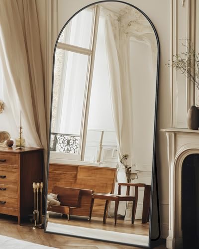 Arched Full Length Floor Mirror 76"x34" Black Freestanding I957