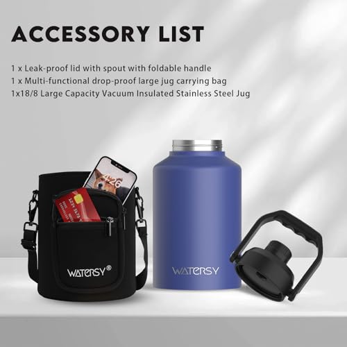 128oz Insulated Stainless Steel Water Bottle with Handle, Black W803