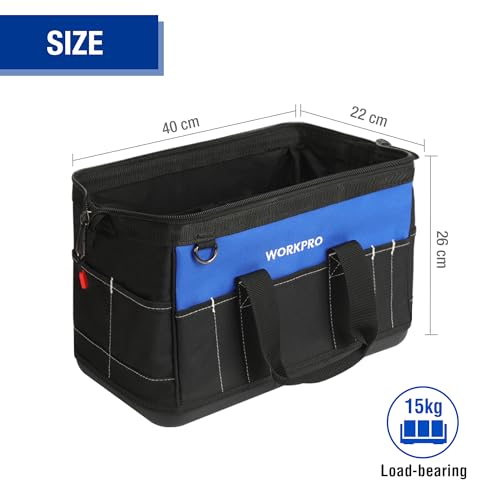 WORKPRO 16-inch Wide Mouth Tool Bag with Waterproof Molded Base K85487