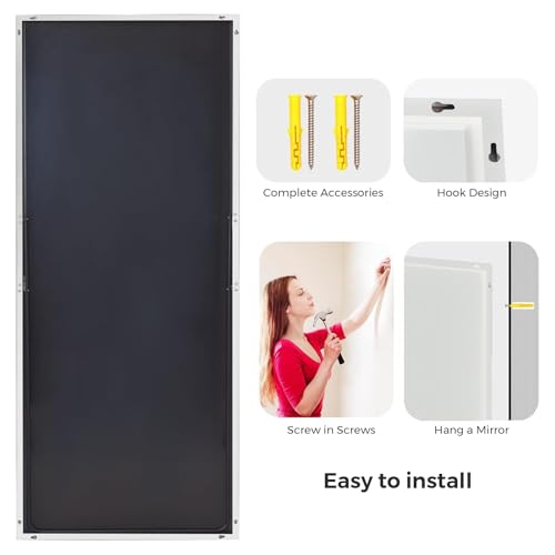 Koonmi Large Full Length Mirror with Stand, Aluminum Alloy Frame, Black G7504