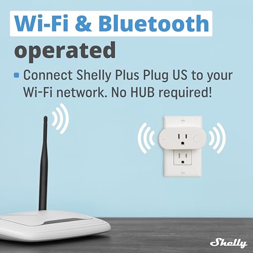 Shelly Plus Plug US WiFi Smart Plug with Power Measurement, Alexa and Google Home Compatible M33230