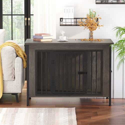 EasyCom XL Wooden Dog Crate Furniture for Medium and Large Breeds, 2 Doors A673