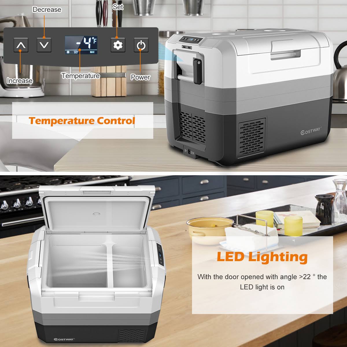 Costway 58 Quart Portable Electric Car Cooler Refrigerator Freezer E700