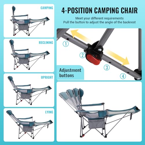 #WEJOY 2-in-1 Reclining Camping Chair with Footrest for Adults B28363