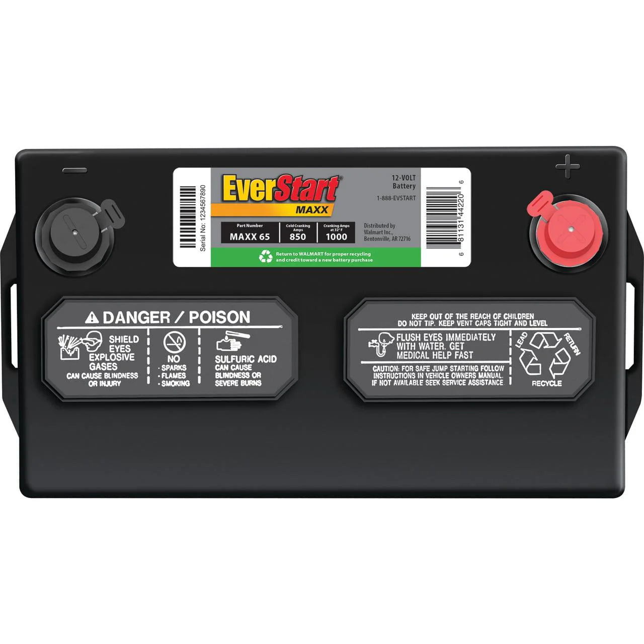 EverStart Maxx Lead Acid Automotive Battery Group Size 65 12V 850 CCA I71742