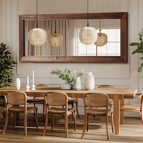 MELOMOIR Rustic Farmhouse Full Length Mirror 64"x21" Wood Frame Floor Mirror U91698