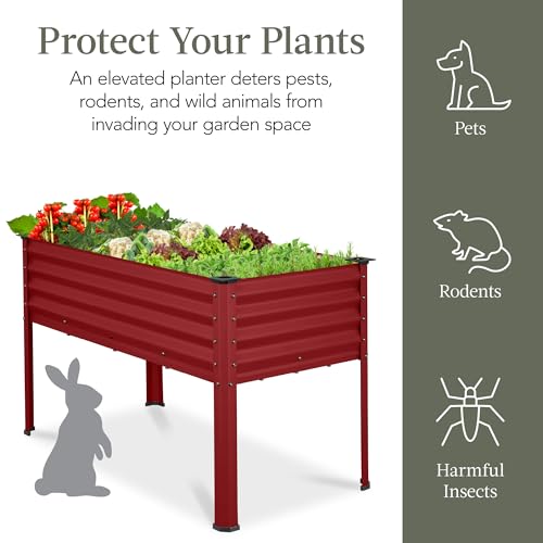 Best Choice Products 48x24x30in Galvanized Raised Garden Bed, Metal Elevated Planter Box, Dark Green S888804