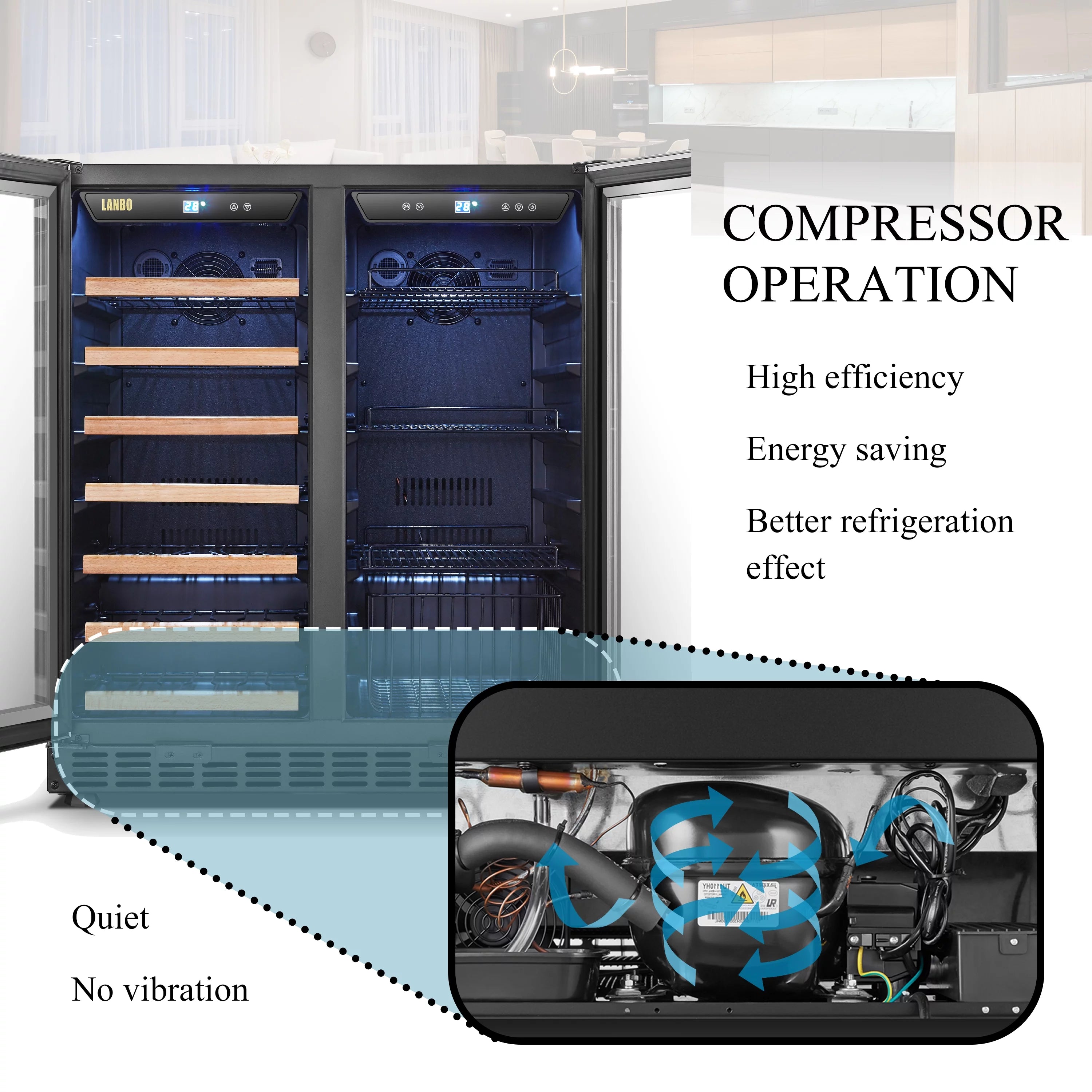 Lanbo 30 Inch Dual Zone Wine Refrigerator and Beverage Cooler D20819
