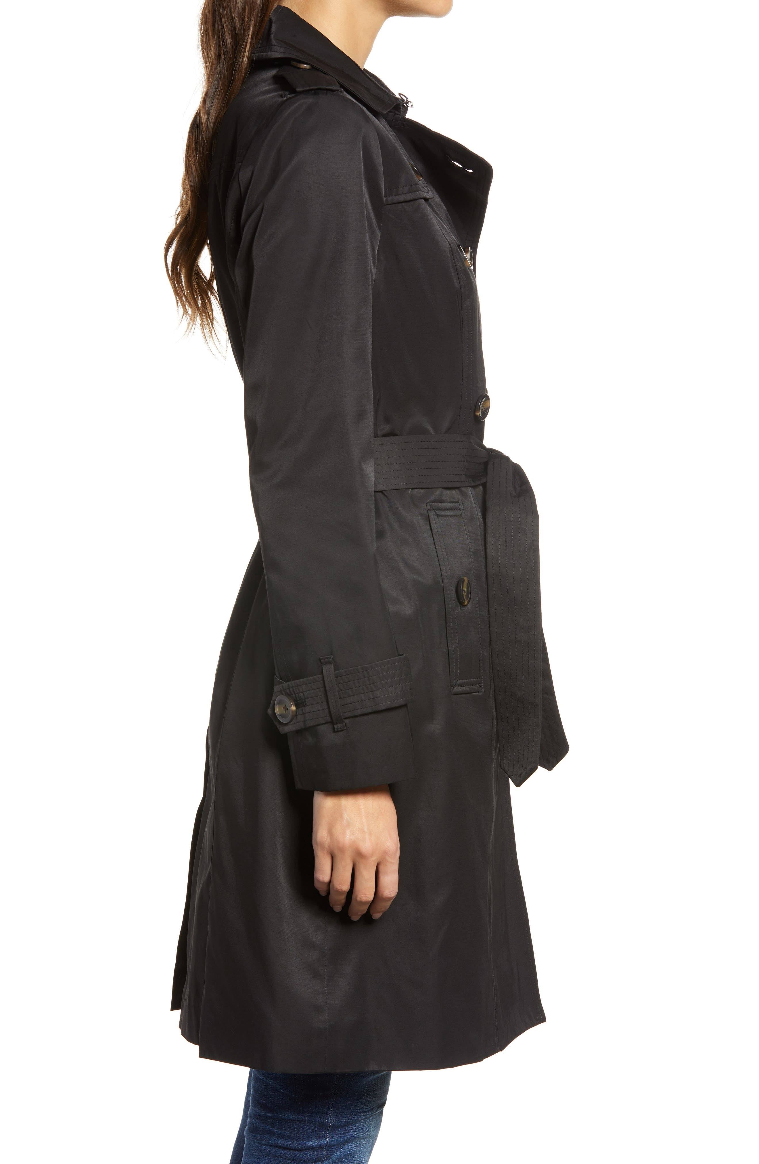 London Fog Double Breasted Trench Coat with Removable Hood U93112