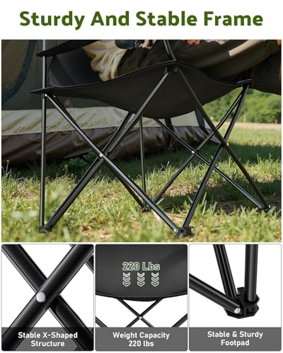 YSSOA Removable Footrest Reclining Camping Chair, Black J500901