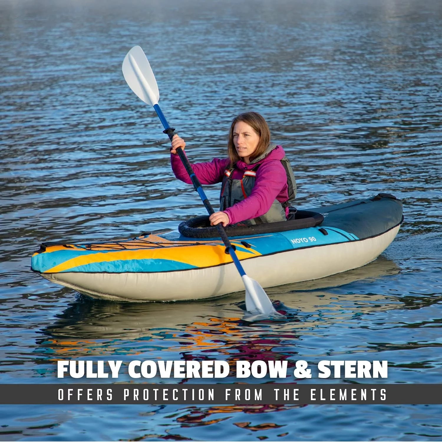 Aquaglide Noyo 90 Inflatable Kayak 1 Person Touring Kayak with Cover R47412