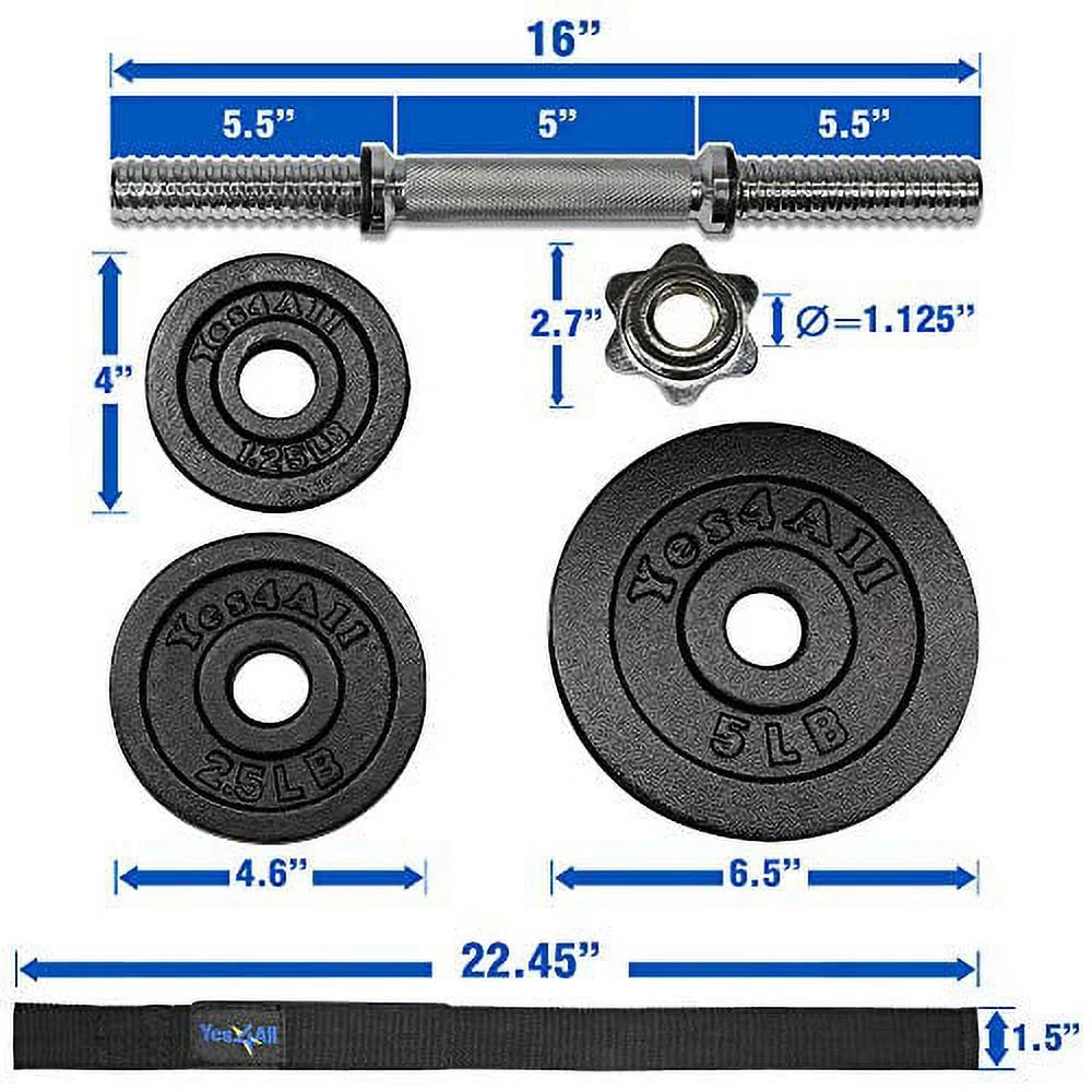 Yes4All 60 lbs Adjustable Dumbbell Set, Cast Iron Pair G3731