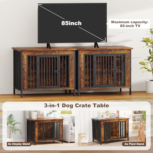 EasyCom XL Wooden Dog Crate Furniture for Medium and Large Breeds, 2 Doors A673