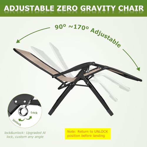 Suteck Zero Gravity Chair Reclining Camping Lounge with Removable Cushion and Cup Holder Z41184