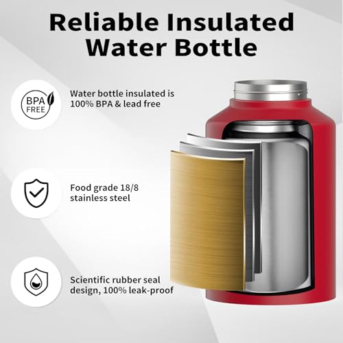 128oz Insulated Stainless Steel Water Bottle with Handle, Black W803