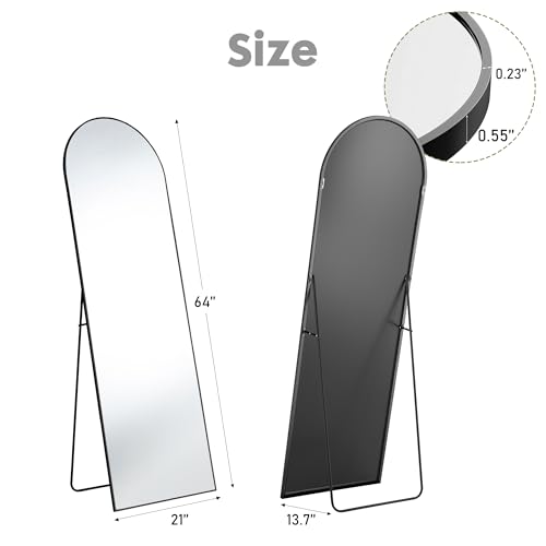 Sweetcrispy 64"x21" Arched Full Length Mirror, Standing or Leaning, Gold U4556