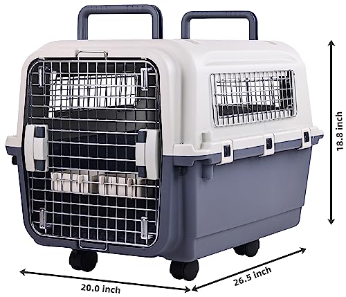 Plastic Dog Crate with Rolling Wheels, Airline Approved, Medium S135464