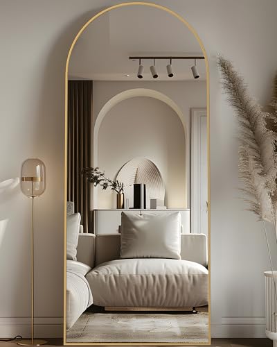 Arched Full Length Floor Mirror 76"x34" Black Freestanding I957