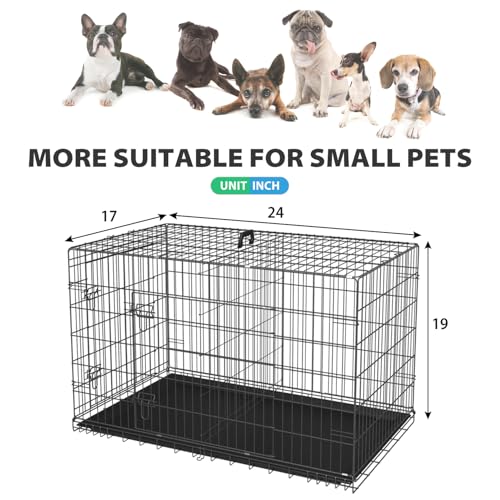 BestPet 42 Inch Folding Metal Wire Dog Crate with Double-Door and Removable Tray O49217