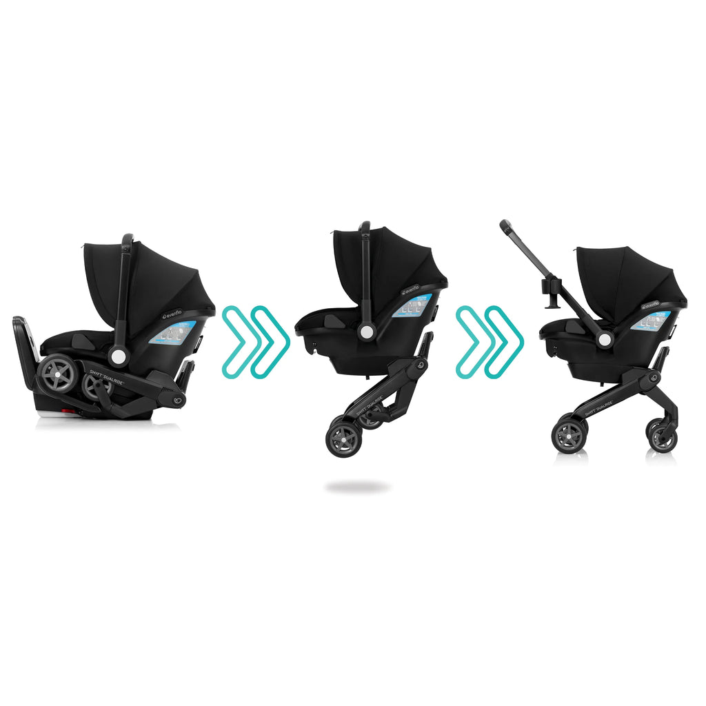 Evenflo Shyft DualRide Infant Car Seat and Stroller Combo, Beaufort Black R8823