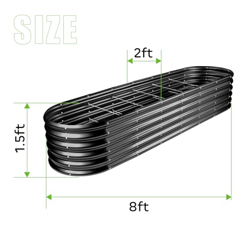 Land Guard 8ft Galvanized Raised Garden Bed Kit, Oval Metal Outdoor Planter Box, Silver D8675