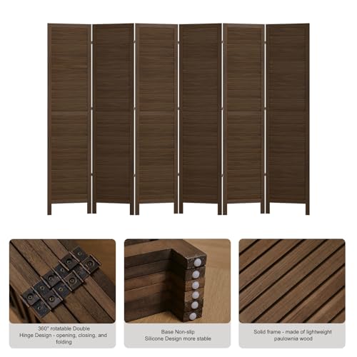 Room Partitions and Dividers, 5.6 Ft Tall Folding Wood Screen, 4 Panels S6959