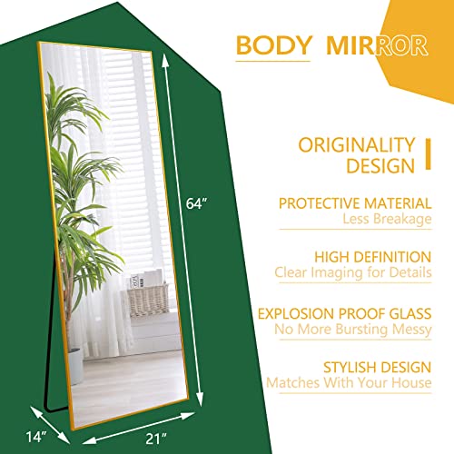 WIIS' IDEA Full Length Mirror with Stand, 59"x16" Floor Mirror, Black O584483
