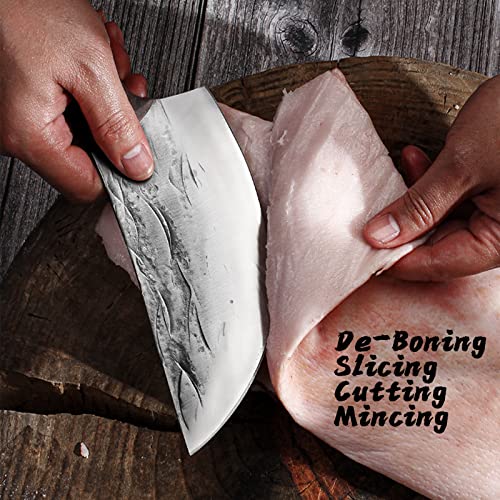 BLADESMITH Meat Cleaver Bone Chopper Knife, 6.3'' Stainless Steel Blade with Pear Wood Handle Q434