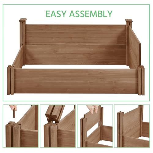 Yaheetech 8×2ft Wooden Raised Garden Bed for Flowers Vegetables Herbs Outdoor E283112