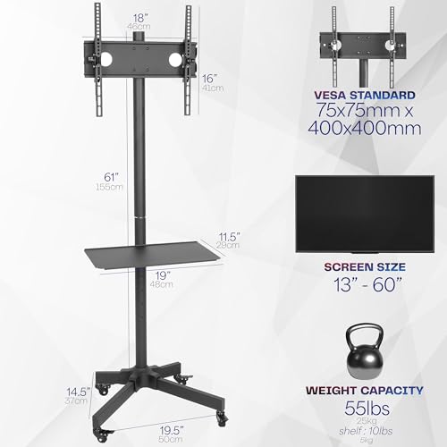 VIVO Mobile TV Cart for 32-83 inch Screens, Rolling Stand with Locking Wheels, Black F79048