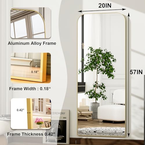 HARRITPURE 57"x20" Full Length Mirror with Aluminum Frame, Gold A38098