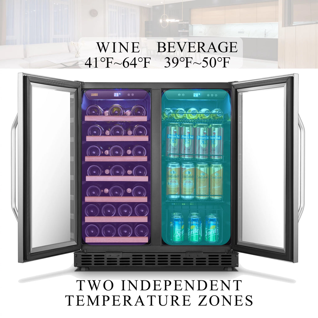 Lanbo 30 Inch Dual Zone Wine Refrigerator and Beverage Cooler D20819