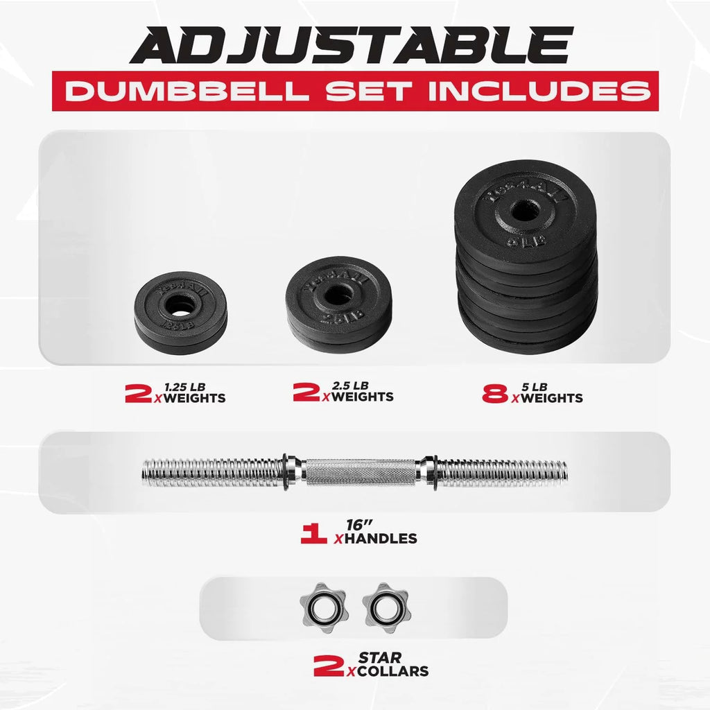 Yes4All 60 lbs Adjustable Dumbbell Set, Cast Iron Pair G3731