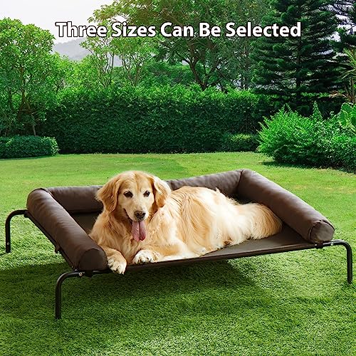 Cooling Elevated Dog Bed for Large Dogs, Waterproof Raised Cot with Headrest, Grey W43220