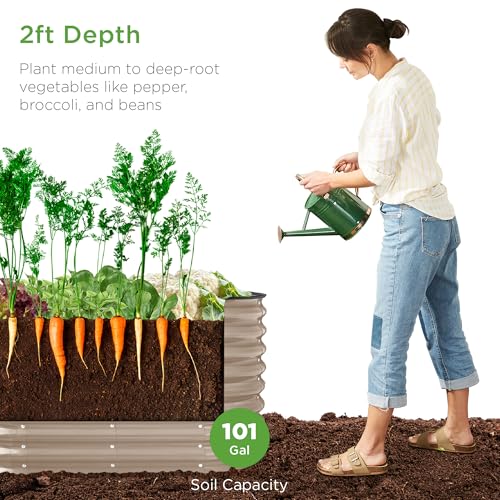 Best Choice Products 8x2x2ft Metal Raised Garden Bed Oval Planter Box for Vegetables, Herbs B5622