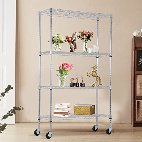4 Tier NSF Wire Shelving Unit Heavy Duty Steel Storage Rack, Black X19089