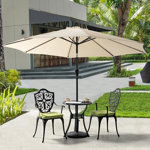NUU GARDEN 3 Piece Cast Aluminum Bistro Set with Umbrella Hole, Black N80118