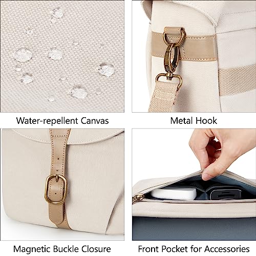 BAGSMART Canvas Crossbody Camera Bag with Rain Cover, Khaki U43920